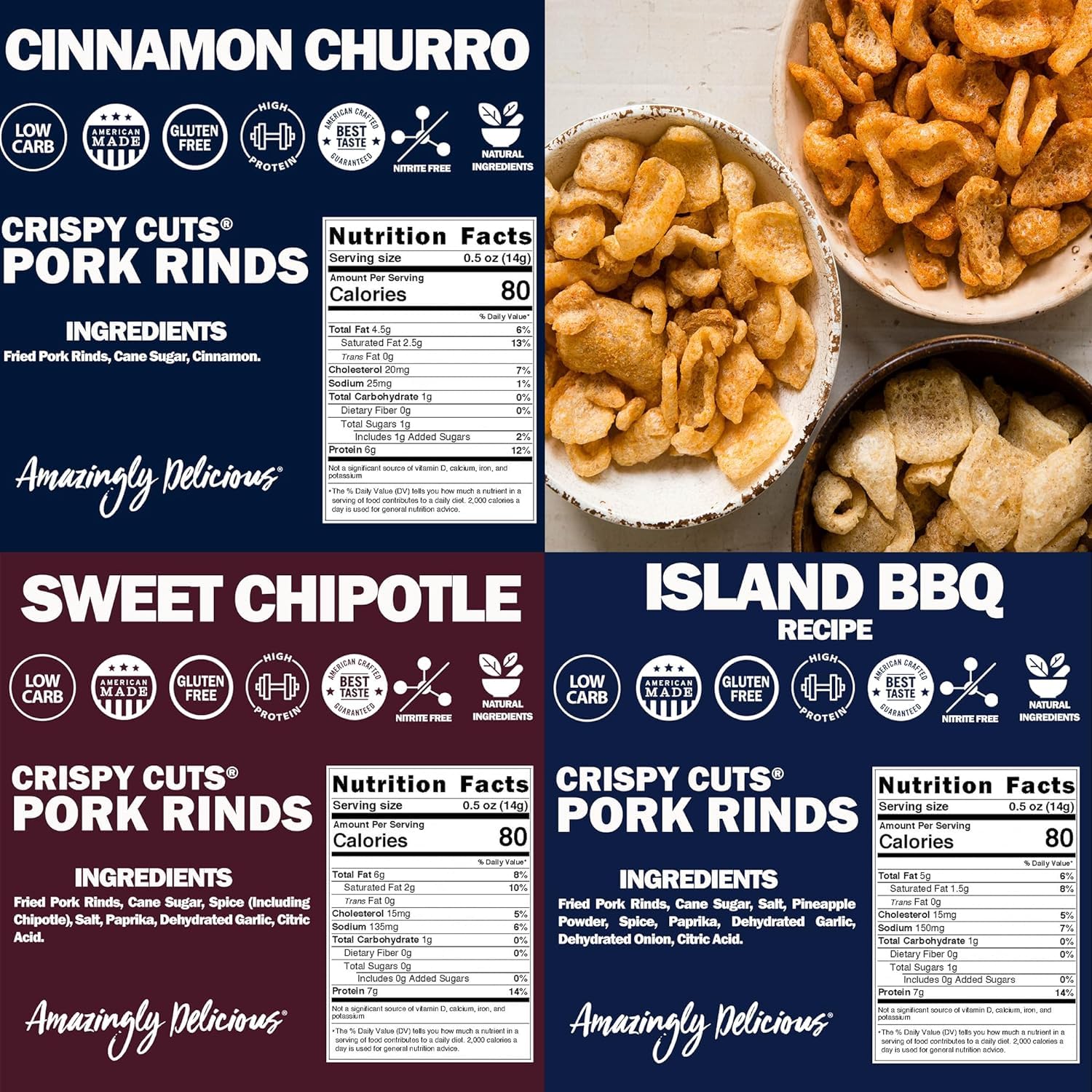 Variety Pork Rinds 2.5oz (4ct)