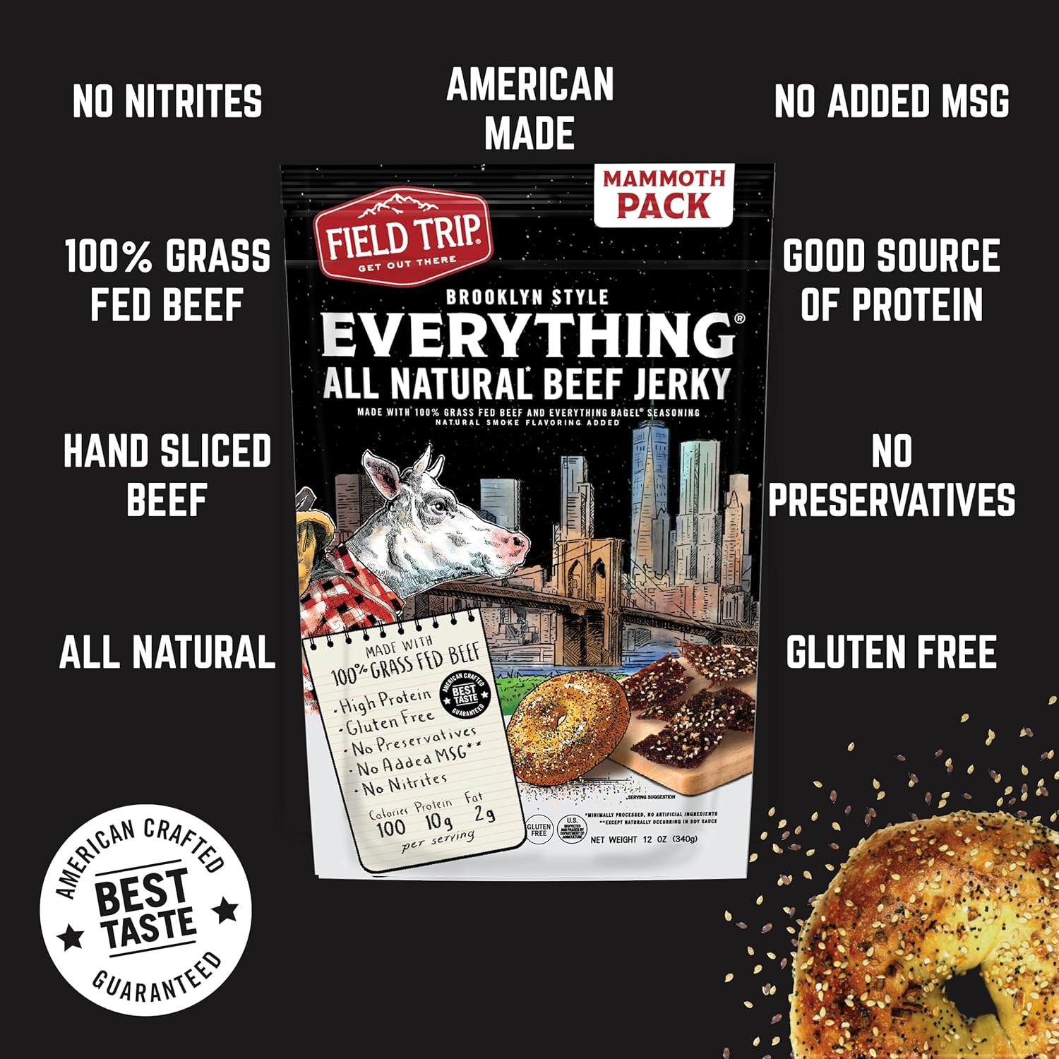 Brooklyn Everything Bagel Seasoned Beef Jerky 12oz