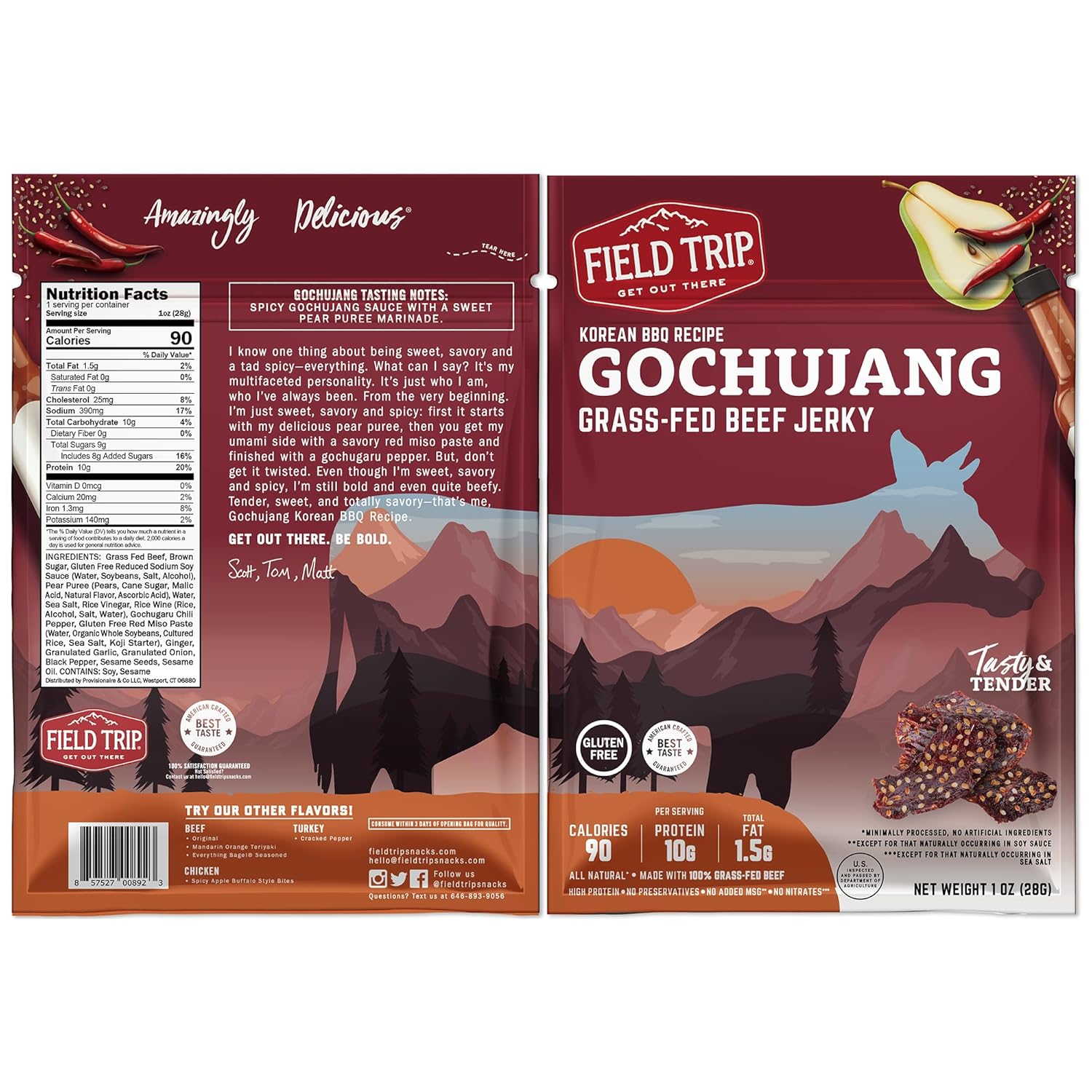 Gochujang Korean BBQ Beef Jerky 1.0oz (12ct)