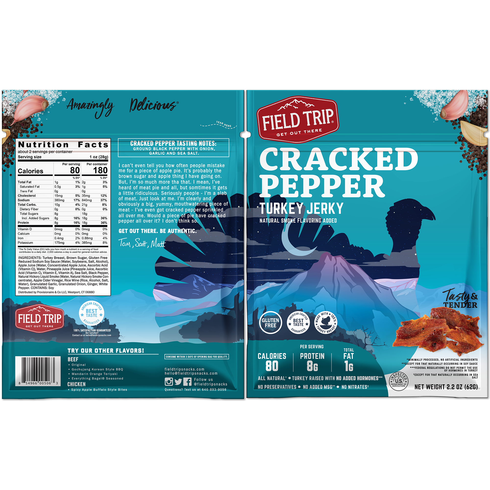 Cracked Pepper Turkey Jerky 2.2oz (4ct)