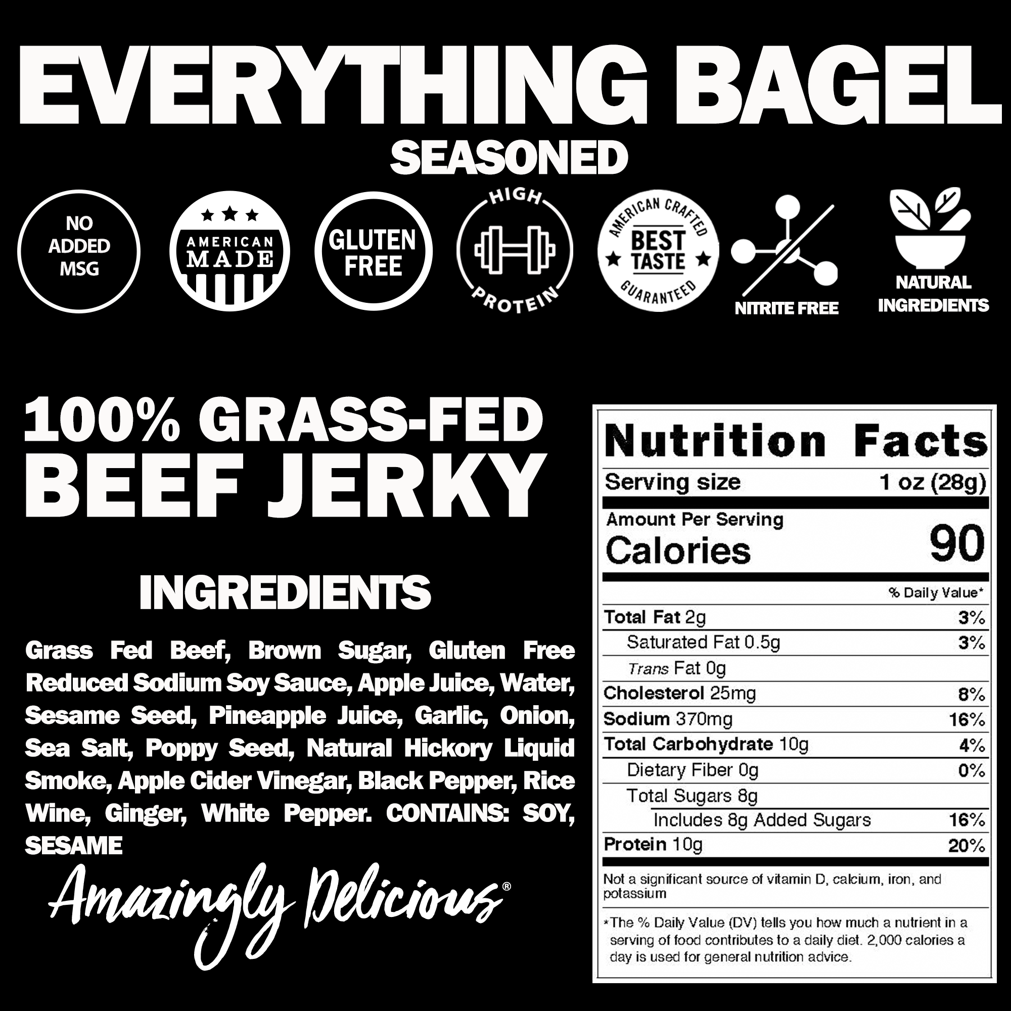 Brooklyn Everything Bagel Beef Jerky 2.2oz (4ct)