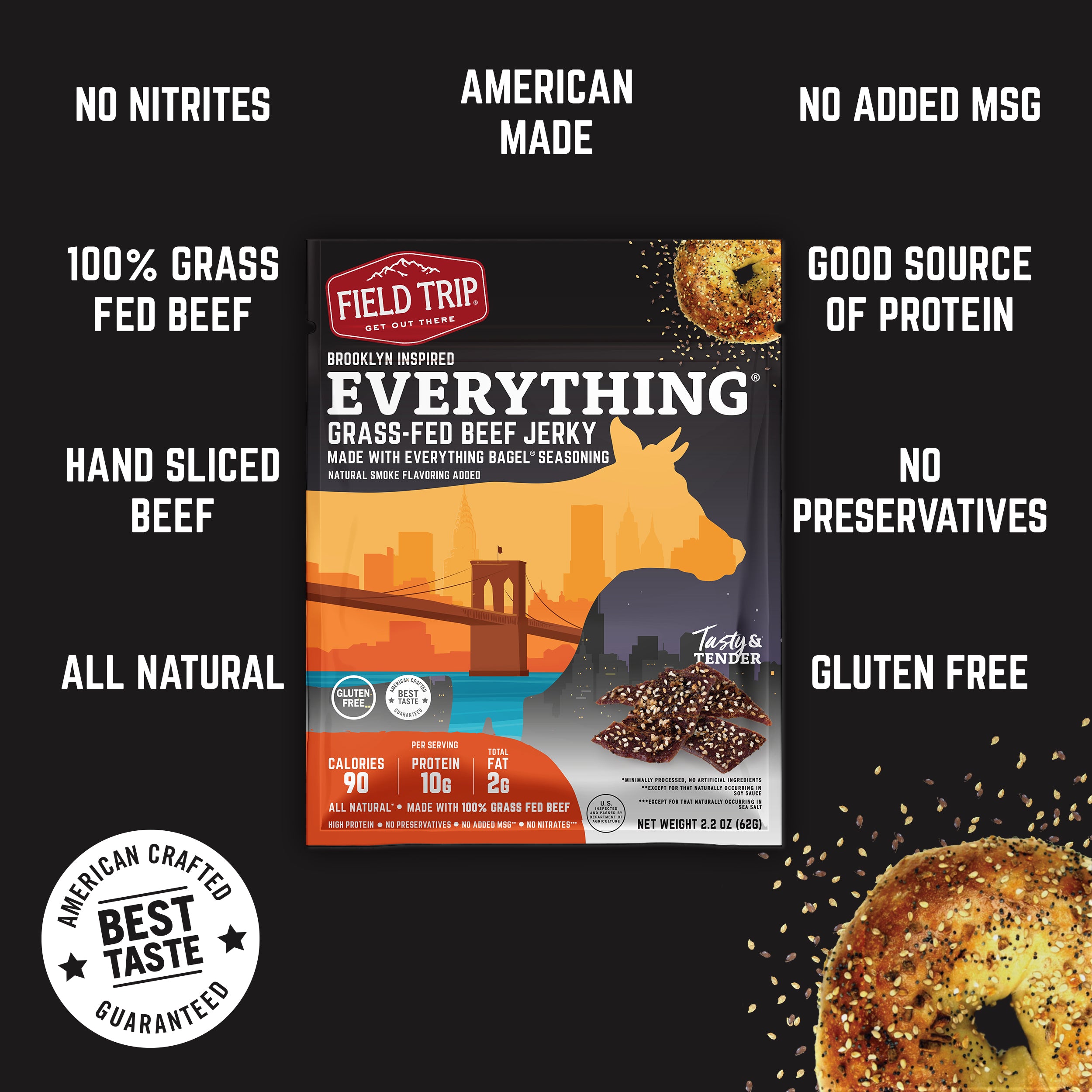 Brooklyn Everything Bagel Beef Jerky 2.2oz (4ct)