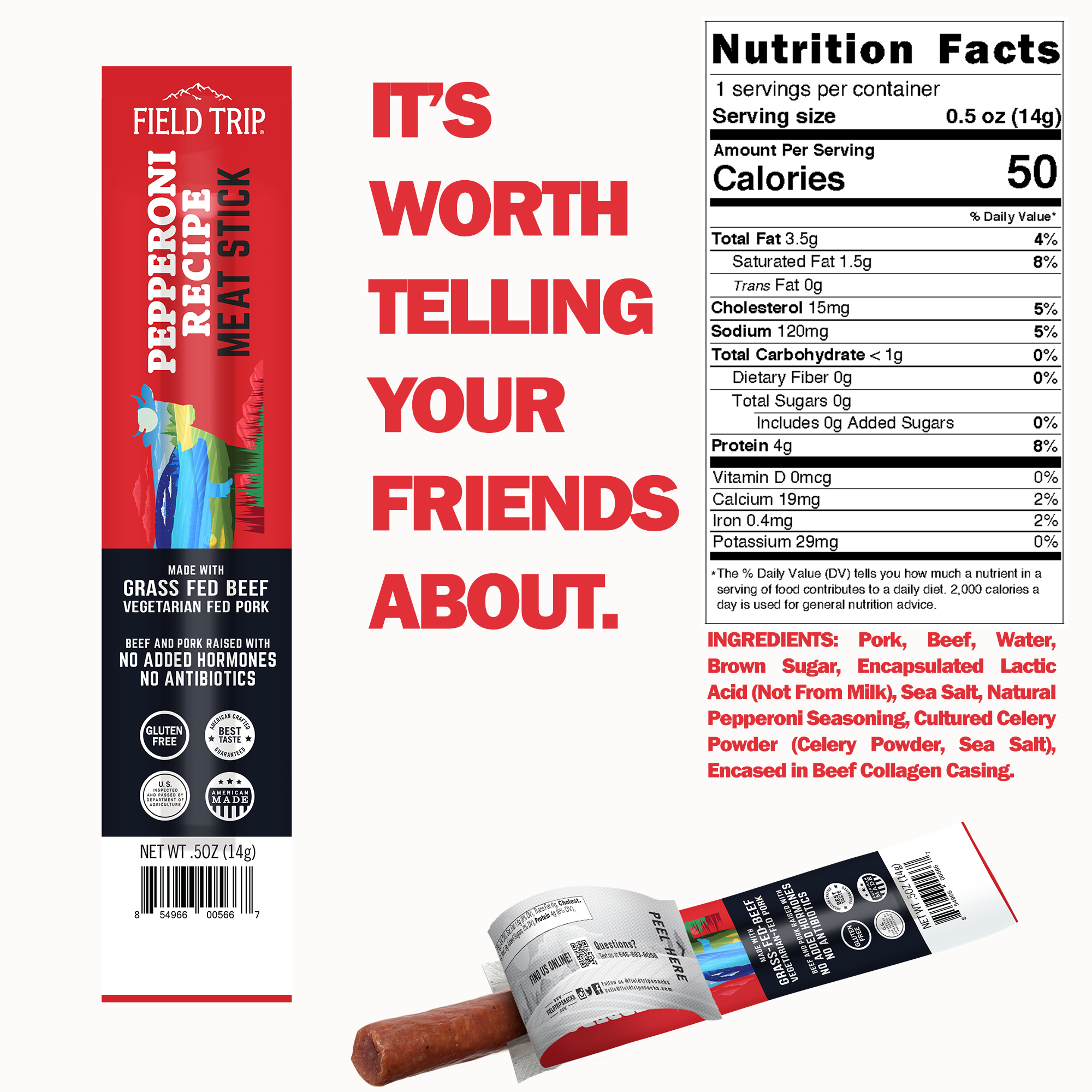 Pepperoni Recipe Meat Stick 0.5oz (24ct)